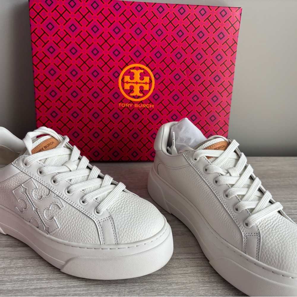 Tory Burch White Leather Sneakers